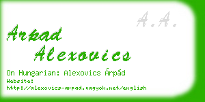 arpad alexovics business card
